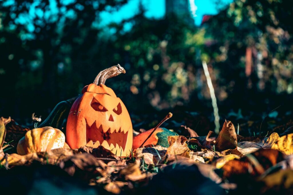 Imagen de HauntFest en San Diego con decoración de Halloween y comunidad hispana disfrutando, reflejando cultura y negocios locales