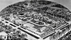 Fachada blanca inspirada en la arquitectura de Irving Gill con formas geométricas y luz natural