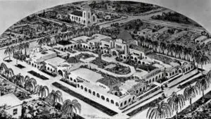 Fachada blanca inspirada en la arquitectura de Irving Gill con formas geométricas y luz natural