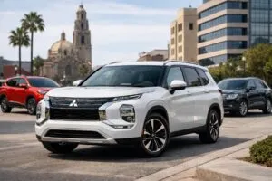 Mitsubishi Outlander 2026 con motor a gasolina frente a autos rivales como RAV4 y Tiguan