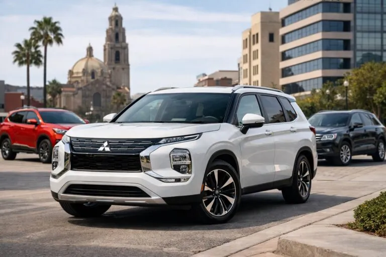 Mitsubishi Outlander 2026 con motor a gasolina frente a autos rivales como RAV4 y Tiguan