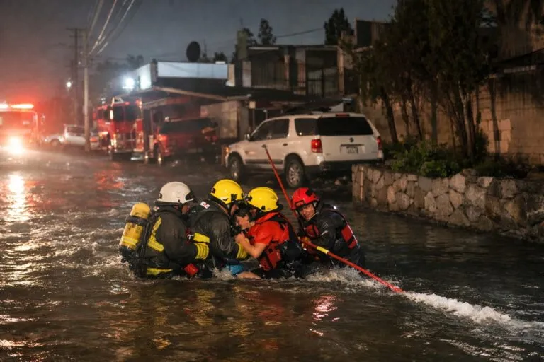 Bomberos de Tijuana atienden rescate en Tijuana tras fuerte corriente mostrando coordinación y seguridad comunitaria