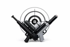 Escena de estudiantes jugando con pistolas de agua y oficiales observando para reforzar la seguridad escolar y prevención de riesgos juveniles