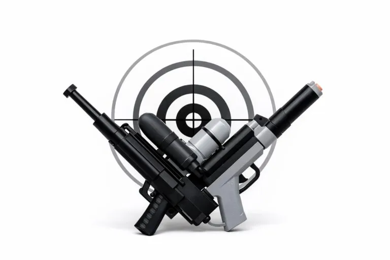 Escena de estudiantes jugando con pistolas de agua y oficiales observando para reforzar la seguridad escolar y prevención de riesgos juveniles