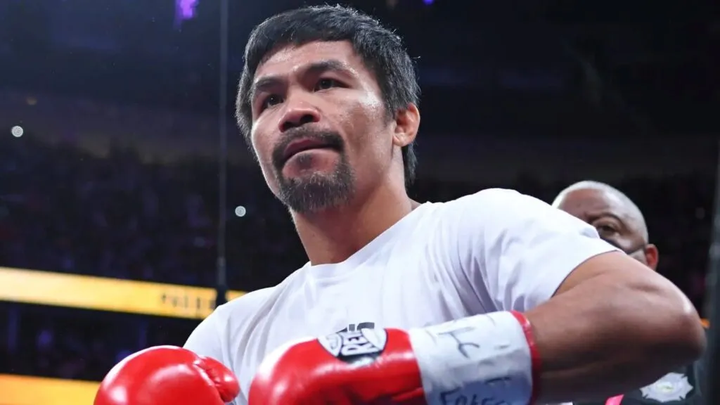Manny Pacquiao durante evento de boxeo vinculado al nuevo equipo San Diego TJ’s en la Team Boxing League