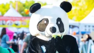 Ambiente festivo de Panda Fest en San Diego con gastronomía asiática, espectáculos en vivo y público en Waterfront Park
