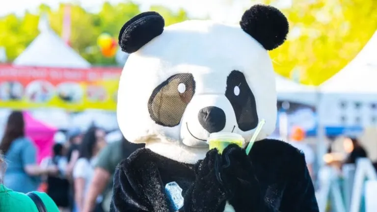 Ambiente festivo de Panda Fest en San Diego con gastronomía asiática, espectáculos en vivo y público en Waterfront Park