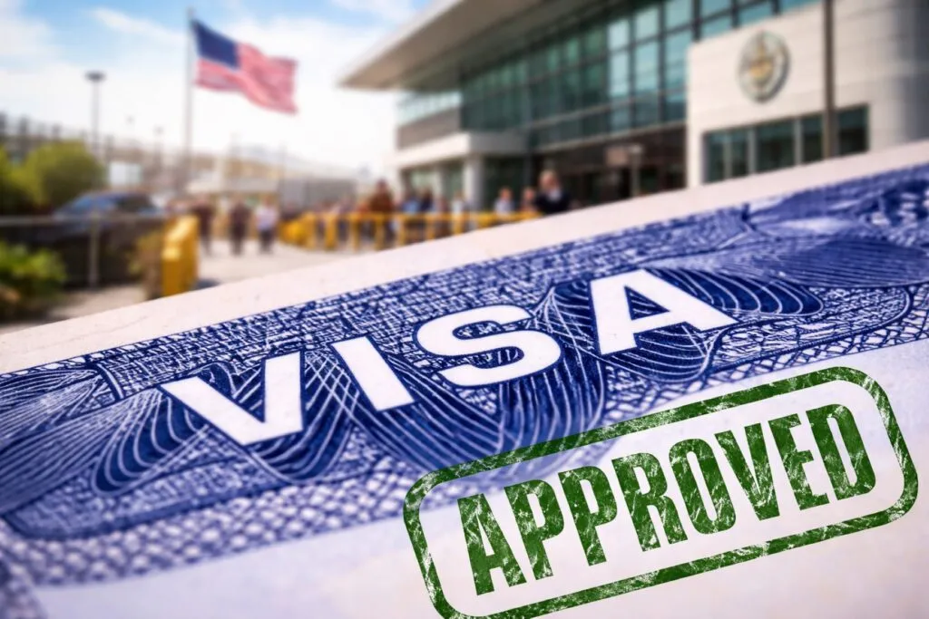 Visa estadounidense aprobada lista para entrega tras trámite exitoso