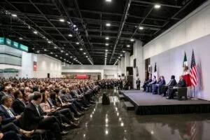 Representantes de México y Estados Unidos durante negociación México Estados Unidos sobre comercio y T-MEC