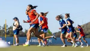 Jugadoras de San Diego Wave FC durante partido en Snapdragon Stadium tras cambios en la plantilla para la temporada 2026