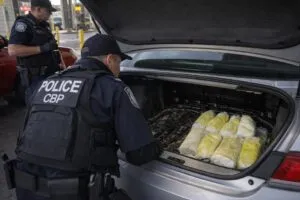 agentes inspeccionan vehículos en garita de San Diego tras aseguramientos de drogas en la frontera con México