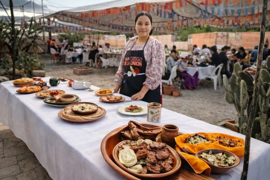 Cocina tradicional de San Diego de la Unión con platillos típicos en evento gastronómico regional en Guanajuato