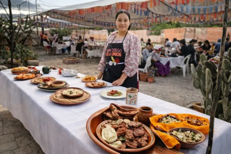 Cocina tradicional de San Diego de la Unión con platillos típicos en evento gastronómico regional en Guanajuato