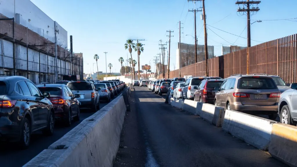 Garitas de Mexicali con largas filas y tráfico fronterizo hacia Estados Unidos este jueves